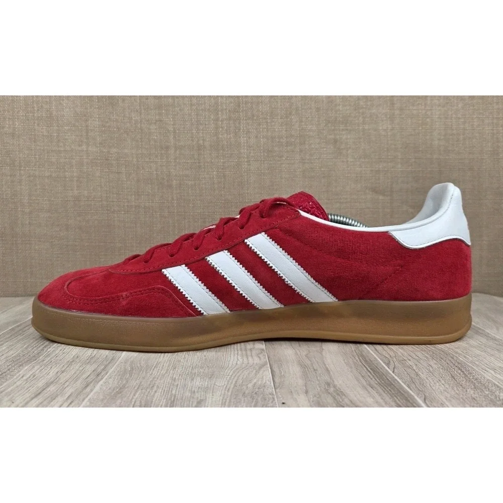 Adidas Mens 12 Gazelle Indoor Original Scarlet Red Cloud White Gum Sole Sneakers